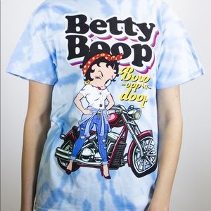 Betty boop blue tie die oversized shirt graphic tee good condition merch